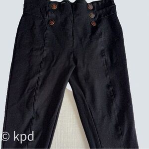 Zara Black Pull-On Slim Pants with Button Detail (L)